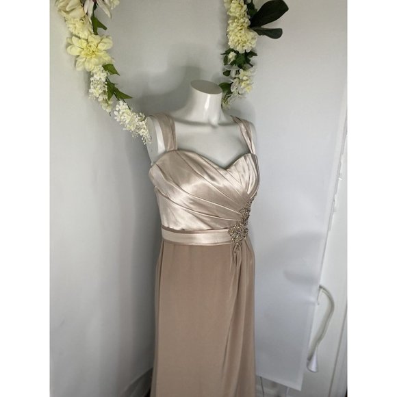 Montage Mon Cheri Size 6 Fits 2 Champagne Gown Embellished Beaded Dress 2 Piece - Picture 3 of 16